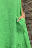 Made in Italy Pia Pillow Cotton Patch Pocket Peplum Dress Lime /13 
